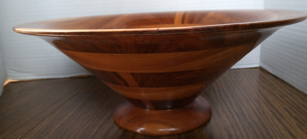 Handmade Woodgrain Vintage Large Salad Bowl